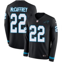 Nike Carolina Panthers #22 Christian McCaffrey Black Team Color Youth Stitched NFL Limited Therma Long Sleeve Jersey