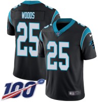 Nike Carolina Panthers #25 Xavier Woods Black Team Color Youth Stitched NFL 100th Season Vapor Untouchable Limited Jersey