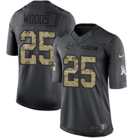 Nike Carolina Panthers #25 Xavier Woods Black Youth Stitched NFL Limited 2016 Salute to Service Jersey