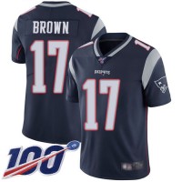 Nike New England Patriots #17 Antonio Brown Navy Blue Team Color Youth Stitched NFL 100th Season Vapor Limited Jersey