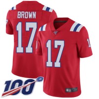 Nike New England Patriots #17 Antonio Brown Red Alternate Youth Stitched NFL 100th Season Vapor Limited Jersey