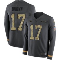 Nike New England Patriots #17 Antonio Brown Anthracite Salute to Service Youth Stitched NFL Limited Therma Long Sleeve Jersey