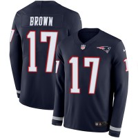 Nike New England Patriots #17 Antonio Brown Navy Blue Team Color Youth Stitched NFL Limited Therma Long Sleeve Jersey