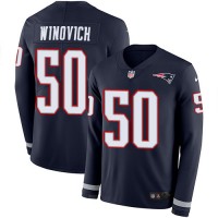 Nike New England Patriots #50 Chase Winovich Navy Blue Team Color Youth Stitched NFL Limited Therma Long Sleeve Jersey