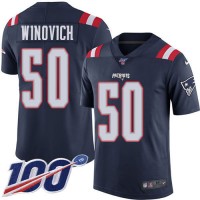 Nike New England Patriots #50 Chase Winovich Navy Blue Youth Stitched NFL Limited Rush 100th Season Jersey