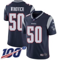Nike New England Patriots #50 Chase Winovich Navy Blue Team Color Youth Stitched NFL 100th Season Vapor Untouchable Limited Jersey