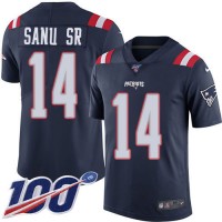Nike New England Patriots #14 Mohamed Sanu Sr Navy Blue Youth Stitched NFL Limited Rush 100th Season Jersey