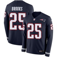 Nike New England Patriots #25 Terrence Brooks Navy Blue Team Color Youth Stitched NFL Limited Therma Long Sleeve Jersey