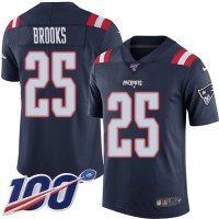 Nike New England Patriots #25 Terrence Brooks Navy Blue Youth Stitched NFL Limited Rush 100th Season Jersey