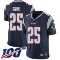 Nike New England Patriots #25 Terrence Brooks Navy Blue Team Color Youth Stitched NFL 100th Season Vapor Untouchable Limited Jersey