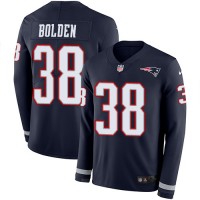 Nike New England Patriots #38 Brandon Bolden Navy Blue Team Color Youth Stitched NFL Limited Therma Long Sleeve Jersey