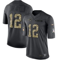 Nike New England Patriots #12 Tom Brady Black Youth Stitched NFL Limited 2016 Salute to Service Jersey