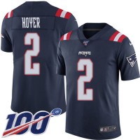 Nike New England Patriots #2 Brian Hoyer Navy Blue Youth Stitched NFL Limited Rush 100th Season Jersey
