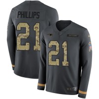 Nike New England Patriots #21 Adrian Phillips Anthracite Salute to Service Youth Stitched NFL Limited Therma Long Sleeve Jersey