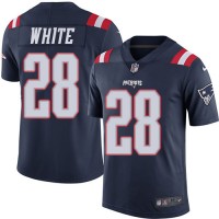 Nike New England Patriots #28 James White Navy Blue Youth Stitched NFL Limited Rush Jersey