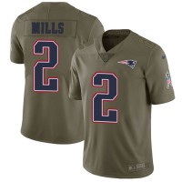 Nike New England Patriots #2 Jalen Mills Olive Youth Stitched NFL Limited 2017 Salute To Service Jersey