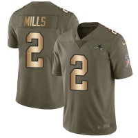 Nike New England Patriots #2 Jalen Mills Olive/Gold Youth Stitched NFL Limited 2017 Salute To Service Jersey