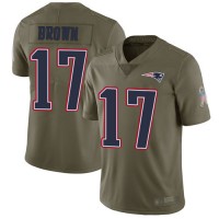 Nike New England Patriots #17 Antonio Brown Olive Youth Stitched NFL Limited 2017 Salute to Service Jersey
