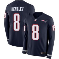 Nike New England Patriots #8 Ja'Whaun Bentley Navy Blue Team Color Youth Stitched NFL Limited Therma Long Sleeve Jersey