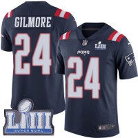 Nike New England Patriots #24 Stephon Gilmore Navy Blue Super Bowl LIII Bound Youth Stitched NFL Limited Rush Jersey