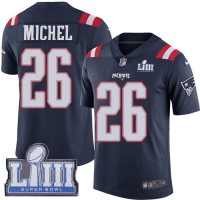 Nike New England Patriots #26 Sony Michel Navy Blue Super Bowl LIII Bound Youth Stitched NFL Limited Rush Jersey
