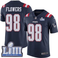 Nike New England Patriots #98 Trey Flowers Navy Blue Super Bowl LIII Bound Youth Stitched NFL Limited Rush Jersey