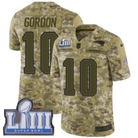 Nike New England Patriots #10 Josh Gordon Camo Super Bowl LIII Bound Youth Stitched NFL Limited 2018 Salute to Service Jersey