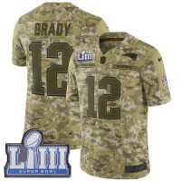 Nike New England Patriots #12 Tom Brady Camo Super Bowl LIII Bound Youth Stitched NFL Limited 2018 Salute to Service Jersey