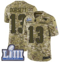 Nike New England Patriots #13 Phillip Dorsett Camo Super Bowl LIII Bound Youth Stitched NFL Limited 2018 Salute to Service Jersey