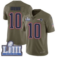 Nike New England Patriots #10 Josh Gordon Olive Super Bowl LIII Bound Youth Stitched NFL Limited 2017 Salute to Service Jersey