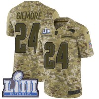 Nike New England Patriots #24 Stephon Gilmore Camo Super Bowl LIII Bound Youth Stitched NFL Limited 2018 Salute to Service Jersey