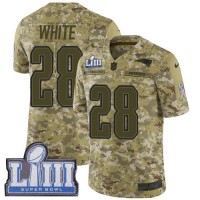 Nike New England Patriots #28 James White Camo Super Bowl LIII Bound Youth Stitched NFL Limited 2018 Salute to Service Jersey