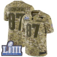 Nike New England Patriots #87 Rob Gronkowski Camo Super Bowl LIII Bound Youth Stitched NFL Limited 2018 Salute to Service Jersey