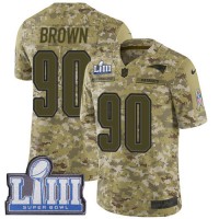 Nike New England Patriots #90 Malcom Brown Camo Super Bowl LIII Bound Youth Stitched NFL Limited 2018 Salute to Service Jersey