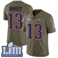 Nike New England Patriots #13 Phillip Dorsett Olive Super Bowl LIII Bound Youth Stitched NFL Limited 2017 Salute to Service Jersey