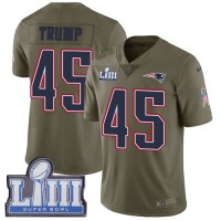 Nike New England Patriots #45 Donald Trump Olive Super Bowl LIII Bound Youth Stitched NFL Limited 2017 Salute to Service Jersey