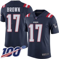 Nike New England Patriots #17 Antonio Brown Navy Blue Youth Stitched NFL Limited Rush 100th Season Jersey