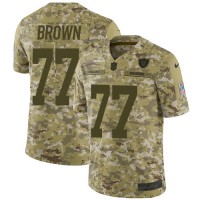 Nike Las Vegas Raiders #77 Trent Brown Camo Youth Stitched NFL Limited 2018 Salute To Service Jersey