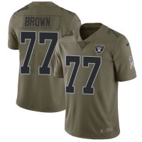 Nike Las Vegas Raiders #77 Trent Brown Olive Youth Stitched NFL Limited 2017 Salute To Service Jersey