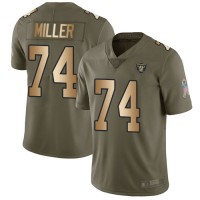 Nike Las Vegas Raiders #74 Kolton Miller Olive/Gold Youth Stitched NFL Limited 2017 Salute to Service Jersey