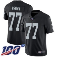 Nike Las Vegas Raiders #77 Trent Brown Black Team Color Youth Stitched NFL 100th Season Vapor Untouchable Limited Jersey