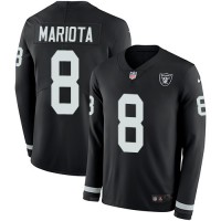 Nike Las Vegas Raiders #8 Marcus Mariota Black Team Color Youth Stitched NFL Limited Therma Long Sleeve Jersey