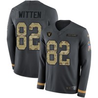 Nike Las Vegas Raiders #82 Jason Witten Anthracite Salute to Service Youth Stitched NFL Limited Therma Long Sleeve Jersey