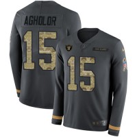 Nike Las Vegas Raiders #15 Nelson Agholor Anthracite Salute to Service Youth Stitched NFL Limited Therma Long Sleeve Jersey