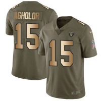Nike Las Vegas Raiders #15 Nelson Agholor Olive/Gold Youth Stitched NFL Limited 2017 Salute To Service Jersey