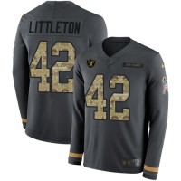 Nike Las Vegas Raiders #42 Cory Littleton Anthracite Salute to Service Youth Stitched NFL Limited Therma Long Sleeve Jersey