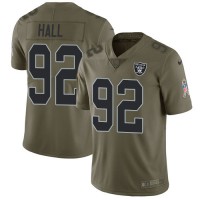 Nike Las Vegas Raiders #92 P.J. Hall Olive Youth Stitched NFL Limited 2017 Salute to Service Jersey
