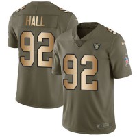 Nike Las Vegas Raiders #92 P.J. Hall Olive/Gold Youth Stitched NFL Limited 2017 Salute to Service Jersey