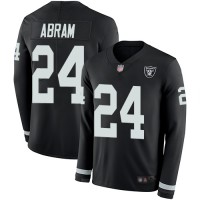 Nike Las Vegas Raiders #24 Johnathan Abram Black Team Color Youth Stitched NFL Limited Therma Long Sleeve Jersey