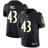 Nike Baltimore Ravens #43 Justice Hill Black Alternate Youth Stitched NFL Vapor Untouchable Limited Jersey